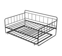 VEVOR Cadre de Lit de Jour en Métal Robuste, Grand Lit Gigogne sans Matelas, avec roulettes et Support à Lattes Métalliques, Facile à Ranger, pour Repos, Salon, Chambre, Chambre d'amis, Noir