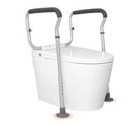 VEVOR Cadre Toilette Sécurisé Largeur et Hauteur Réglables Barre d'Appui pour WC avec Accoudoirs en Alliage d'Aluminium Charge 136 kg Deux Pieds Ventouses pour Handicapés Enceintes Personnes Âgées