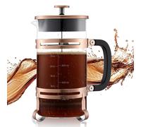 VEVOR Cafetière à Piston en Verre Borosilicaté Capacité 1 L, Presse à Café avec Filtre en Acier Inoxydable, Grande Théière à Piston, Infusion à Froid, pour Camping, Voyage, Maison, Cuisine, Cuivre