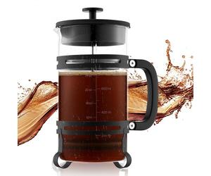 VEVOR Cafetière à Piston en Verre Borosilicaté Capacité 1 L, Presse à Café avec Filtre en Acier Inoxydable, Grande Théière à Piston, Infusion à Froid, pour Camping, Voyage, Maison, Cuisine, Noir