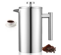 VEVOR Cafetière à Piston Presse à Café et Thé 1 L en Acier Inoxydable Argenté