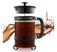 VEVOR Cafetière à Piston Presse à Café et Thé 1 L en Verre Borosilicaté Noir