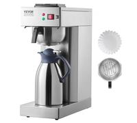 VEVOR Cafetière Filtre Commerciale Capacité 12 Tasses, Machine à Café Filtre Électrique, avec Carafe Thermique pour Garder au Chaud ou au Froid, en Acier Inoxydable pour Restaurant, Bureau, Café