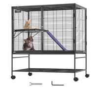 VEVOR Cage à furet en métal roulante 1000 mm, grande cage pour petits animaux à 2 niveaux avec rampe et plateau, pour rats de compagnie, hamster, cochon d'Inde, chinchilla, écureuil, hérisson, lapin