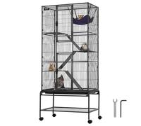 VEVOR Cage à Furet en métal roulante 1755 mm, Grande Cage pour Petits Animaux à 4 Niveaux avec rampes et Plateau, pour Rats de Compagnie, Hamster, Cochon d'Inde, Chinchilla, écureuil, hérisson, Lapin