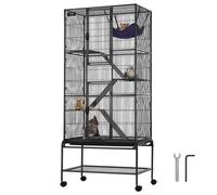 VEVOR Cage à furet en métal roulante 1755 mm, grande cage pour petits animaux à 4 niveaux avec rampes et plateau, pour rats de compagnie, hamster, cochon d'Inde, chinchilla, écureuil, hérisson, lapin