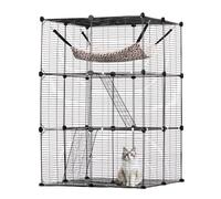 VEVOR Grande Cage Chat 3 Niveaux Enclos Métallique 711x711x1041 mm avec Hamac