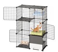VEVOR Cage Chat Intérieur 3 Niveaux 71,1x45,5x104,1 cm Enclos Chat Noir
