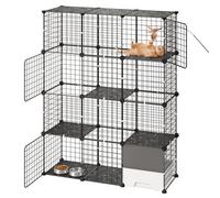 VEVOR Cage Chat Intérieur 4 Niveaux 104,1x35,5x139,7 cm Enclos Chat Noir, pour 1 à 2 Chats, Lapins, Furets, Petits Animaux Compagnie, Espace Jeu Modulable, avec Fil Métal, Bac à Litière, Connecteurs