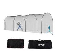 VEVOR Cage de Frappeur 12x3,6x3,6 m Filet d'Entraînement de Baseball Softball Poteaux en Fibre de Verre Filet de Lancement Portable avec Sac de Transport pour Lanceur Receveur Extérieur et Intérieur
