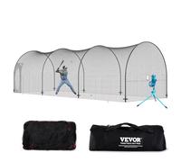 VEVOR Cage de Frappeur 12x3,6x3,6 m Filet d'Entraînement de Baseball Softball Poteaux en Fibre de Verre Filet de Lancement Portable avec Sac de Transport pour Lanceur Receveur Extérieur et Intérieur