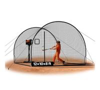 VEVOR Cage de Frappeur 3,66x3,1x2,33 m, Tunnel de Frappe pour Baseball Softball Portable, Filet d'Entraînement au Lancement pour Lanceur Extérieur et Intérieur, en Polyester 4 Plis sans Nœuds
