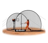 VEVOR Cage de Frappeur 3,66x3,1x2,33 m, Tunnel de Frappe pour Baseball Softball Portable, Filet d'Entraînement au Lancement pour Lanceur Extérieur et Intérieur, en Polyester 4 Plis sans Nœuds