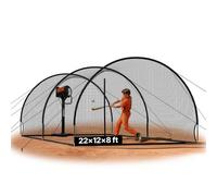VEVOR Cage de Frappeur 6,78x3,7x2,4 m, Tunnel de Frappe pour Baseball Softball Portable, Filet d'Entraînement au Lancement pour Lanceur Extérieur et Intérieur, en Polyester 4 Plis sans Nœuds