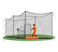 VEVOR Cage de Frappeur de 10,668x3,2x3,1 m, Tunnel de Frappe pour Baseball Softball Portable, Filet d'Entraînement au Lancement pour Lanceur Extérieur Intérieur, en PEHD Noué 45 Plis et et Cordes
