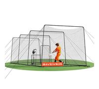 VEVOR Cage de Frappeur de 12x3,68x3,1 m, Tunnel de Frappe pour Baseball Softball Portable, Filet d'Entraînement au Lancement pour Lanceur Extérieur Intérieur, en PEHD Noué 45 Plis et et Cordes
