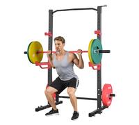 VEVOR Cage de Musculation Multifonctionnelle, Rack à Squats avec Crochets en J Réglables, Station de Musculation pour Squats Développés Couchés Tractions Gym et Domicile, avec Barres de Sécurité