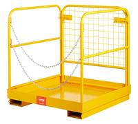 VEVOR Cage de Sécurité Chariots Élévateurs Capacité 544,3 kg Nacelle Plate-Forme de Travail Pliable 91,4 x 91,4 cm 1-2 Personnes Garde-Corps Double Chaîne Vidange Antidérapant pour Travaux en Hauteur
