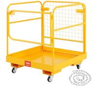 VEVOR Cage de Sécurité Chariots Élévateurs Charge 544 kg Nacelle Plate-forme de Travail Pliable 92x92 cm 1-2 Personnes Roues Pivotantes Verrouillables Trou Drainage Chaîne Sécurité pour Travaux Aérien