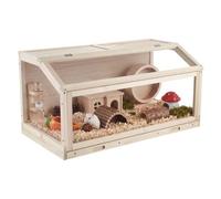 VEVOR Cage Hamster 100x52x50,5 cm 0,49 m² Habitat Rongeurs en Bois Vue 270° pour Gerbille, Cochon d'Inde, Petit Animal, avec Toit Ouvrant, Panneaux en Acrylique Transparent Résistants aux Morsures