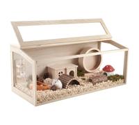 VEVOR Cage Hamster 122x51x51 cm 0,62 m² Habitat Rongeurs en Bois Vue 270° pour Gerbille, Cochon d'Inde, Petit Animal, avec Toit Ouvrant, Panneaux en Acrylique Transparent Résistants aux Morsures
