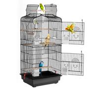 VEVOR Cage Oiseau 45,7 x 35,5 x 92,5 cm, Grande Cage Oiseaux en Métal Suspendue Portable avec Dessus Ouvert, Balançoire, Perchoir, pour Oiseaux Perruches, Pinsons, Canaris, Inséparables, Calopsittes