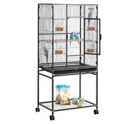 VEVOR Cage Oiseau 62,5x42,5x137 cm Volière Oiseaux Toit Plat Cage Perroquet sur Pied Roulettes pour Mésange Bleue Calopsitte Canari Perruche Ondulée Conure, avec Perchoirs Plateau Coulissant Mangeoire