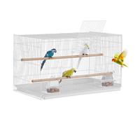 VEVOR Petite Cage à Oiseaux en Métal 455 mm pour Perruches Calopsittes Blanc