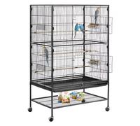 VEVOR Cage Oiseau 80x52x132 cm Volière Oiseaux Toit Plat Cage Perroquet sur Pied Roulettes pour Mésange Bleue Calopsitte Canari Perruche Ondulée Conure, avec Perchoirs Plateau Coulissant Mangeoires