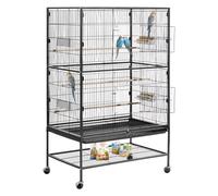 VEVOR Cage Oiseau 80x52x132 cm Volière Oiseaux Toit Plat Cage Perroquet sur Pied Roulettes pour Mésange Bleue Calopsitte Canari Perruche Ondulée Conure, avec Perchoirs Plateau Coulissant Mangeoires