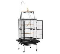 VEVOR Cage Oiseau 83x79x210 cm Volière Oiseaux Toit Plat Ouvert Cage Perroquet sur Pied Roues pour Mésange Bleue Calopsitte Canari Perruche Ondulée Conure, avec Perchoirs Plateau Coulissant Mangeoires
