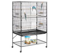 VEVOR Cage Oiseau 93x58x151 cm Volière Oiseaux Toit Plat Cage Perroquet sur Pied Roulettes pour Mésange Bleue Calopsitte Canari Perruche Ondulée Conure, avec Perchoirs Plateau Coulissant Mangeoires