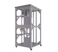 VEVOR Cage pour Chat 3 Niveaux Grande Cage sur roulettes Verrouillables Pivotant 360° Enclos Chat 760x865x1630 mm avec Boîte de Repos pour 1-2 Chats Petits Animaux Lapins Hamsters Intérieur Extérieur