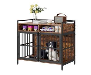 VEVOR Cage pour Chien 1041x599x919 mm Meuble Cage Chien en Bois Moderne Intérieur Multi-usages avec Double Porte et Cubes de Stockage pour Chiens Grande/Moyenne Taille Jusqu'à 31 kg, Marron Rustique