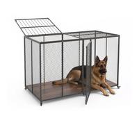 VEVOR Cage pour Chien 162,6 cm Charge 136 kg Cage Transport Chien Noir, pour Chiens d'Intérieur de Grandes Tailles, Cadre en Acier, Robuste et Anti-Fugue, avec Double Porte, Roues Verrouillables