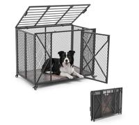 VEVOR Cage pour Chien Pliable 95,5 cm Charge 113,4 kg Cage Transport Chien, pour Chiens d'Intérieur Petite et Moyenne Taille, Cadre Acier, Robuste Anti-Fugue, avec Double Porte, Roues Verrouillables