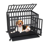 VEVOR Cage pour Chien Robuste en Métal sur Roues 95x65x81 cm Plateau Amovible