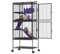 VEVOR Cage pour Petits Animaux en Métal 138 cm, Cage pour Furets à 4 Niveaux avec Roulettes, pour Furet, Chinchilla, Cochon d'Inde et Lapin, Barreaux Espacés 13,97 mm, Hamac, Rampes, Plateau et Portes
