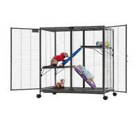 VEVOR Cage pour Petits Animaux en Métal 96 cm Cage pour Furets à 3 Niveaux | pour Furet, Cochon d'Inde, Chinchilla et Lapin, Barreaux Espacés de 13,97 mm, avec Roulettes, Hamac, Rampes, Portes, Plateau