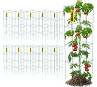 VEVOR Cages à tomates, 30 x 30 x 117 cm, set de 10 cages carrées de support pour plantes, tours à tomates vertes robustes en acier recouvert de PVC pour faire grimper les légumes, plantes, fleurs et f