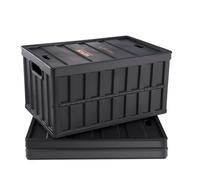 VEVOR Caisse de Rangement Plastique Pliable avec Couvercles 3PCS Bac de Rangement Empilable Capacité d'Une Boîte 65 L avec Poignées Grands Bacs Robustes pour Vêtements Jouets Livres Accessoires, Noir