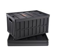 VEVOR Caisse de Rangement Plastique Pliable avec Couvercles 3PCS Bac de Rangement Empilable Capacité d'Une Boîte 65 L avec Poignées Grands Bacs Robustes pour Vêtements Jouets Livres Accessoires, Noir