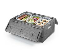 VEVOR Caisse Isotherme 38 L, Boîte de Transport Isotherme Passive sans Électricité, pour Livraison Traiteur Barbecue Restaurantion, Caisson Maintien au Chaud ou au Froid Pliable et Léger en PPE, Gris