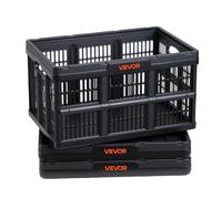 VEVOR Caisse Plastique Pliable 45 L Lot de 3, Cagette Pliable avec Poignées, Charge Max. 15 kg par Caisse, Bac de Rangement Empilable pour Maison, Camping, Voiture et Courses, Organisateur de Coffre
