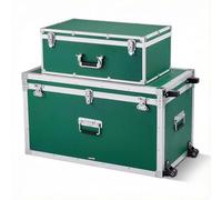 VEVOR Caisses de Transport Lot de 2, Coffre de Rangement à Roulettes avec 3 Poignées Métalliques, Valises pour Voyage, Stockage, Décoration de Maison, Cadenas à Combinaison, Cadre en Métal, Vertes