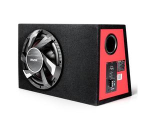 VEVOR Caisson de Basses Actif pour Voiture 305 mm, Subwoofer Amplifié avec Amplificateur Intégré 245 W RMS, Haut-Parleur Préinstallé, Kit de Câblage, pour Système Audio Automobile, Forme Trapézoïdale