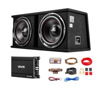 VEVOR Caisson de Basses pour Voiture 305 mm, Double Subwoofer avec Amplificateur Séparé 1200 W RMS, Haut-Parleurs Préinstallés et Kit de Câblage, pour Coffre de Voiture et Système Audio Automobile