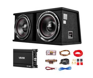 VEVOR Caisson de Basses pour Voiture 305 mm, Double Subwoofer avec Amplificateur Séparé 1200 W RMS, Haut-Parleurs Préinstallés et Kit de Câblage, pour Coffre de Voiture et Système Audio Automobile