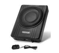 VEVOR Caisson de basses sous le siège de voiture, 300 W, haut-parleur de boîtier de basses de voiture mince, 254 mm, amplificateur intégré, entrée de niveau haut/bas, contrôleur de volume, pour camion
