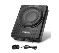 VEVOR Caisson de basses sous le siège de voiture, 300 W, haut-parleur de boîtier de basses de voiture mince, 254 mm, amplificateur intégré, entrée de niveau haut/bas, contrôleur de volume, pour camion